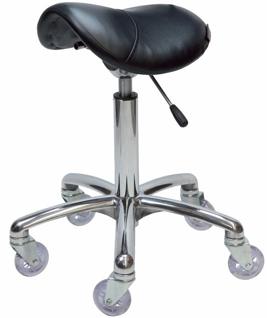 Saddle Stool No Back Black - Chrome Base