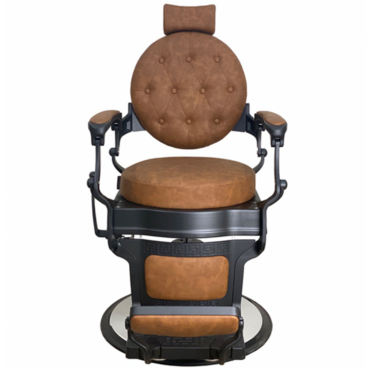 Harlem Barber Chair - Black Frame - Tan Upholstery