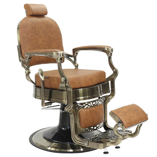 Havana Barber Chair - Antique Frame - Tan Upholstery